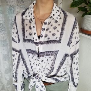 Oversized patterned button up